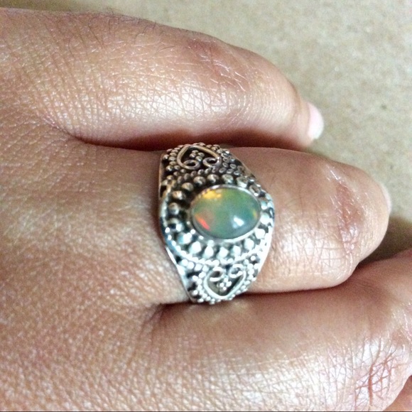 Genuine Gemstone Fire Opal 925 Sterling Silver - Picture 3 of 8